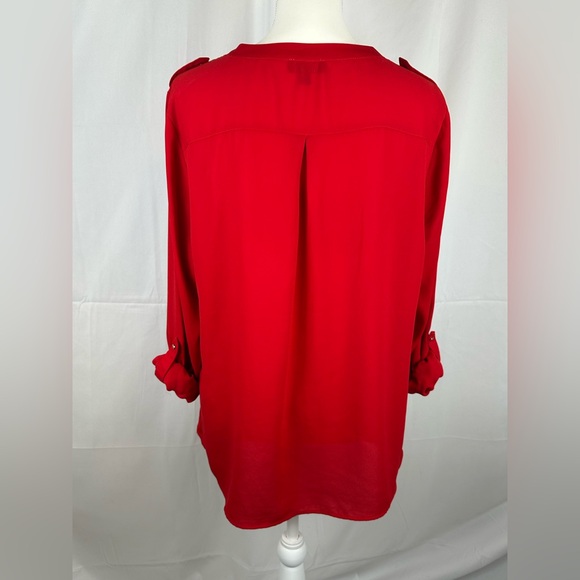 The Limited Red Blouse Size XL Neck Roll Tab Sleeves - Picture 3 of 7